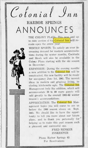 Colonial Inn - Sep 1960 Ad (newer photo)